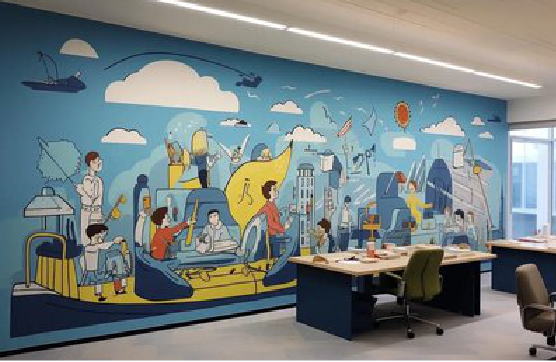 云梦办公室墙绘的特点。